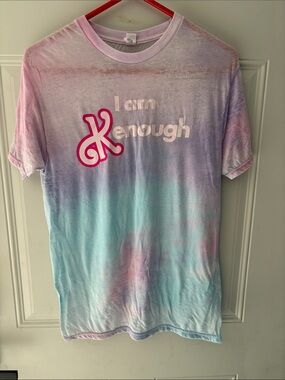 I Am KENough Barbie Tie-Dye Tee in Pastel Pink & Blue